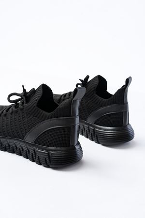 DM-501 Siyah Bağcıklı Faylon Taban Günlük Spor Ayakkabı 