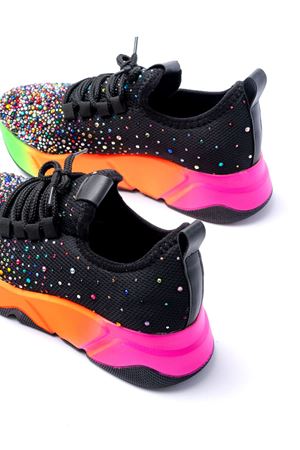 RS-403  Siyah Bağcıklı Fileli Multi Taşlı Renkli Taban Günlük Kadın Spor