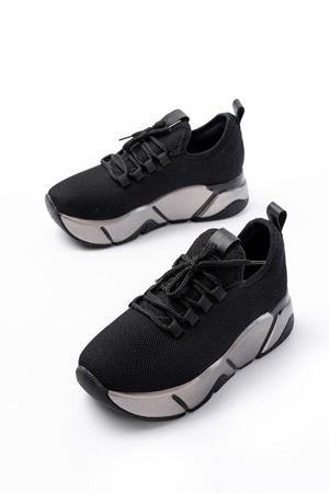 RS-400  Siyah Bağcıklı Fileli Platin Taban Günlük Kadın Spor
