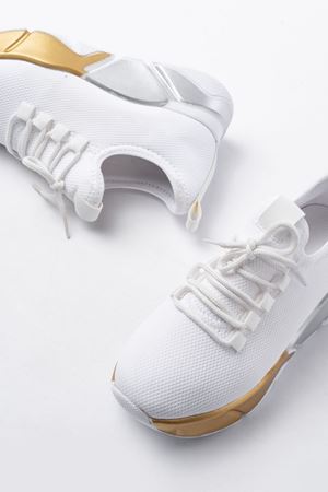 RS-400  Beyaz Bağcıklı Fileli Renkli Taban Günlük Kadın Spor