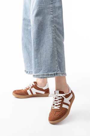 M-1004 Taba Süet Bağcıklı Termo Taban Günlük Kadın Spor 