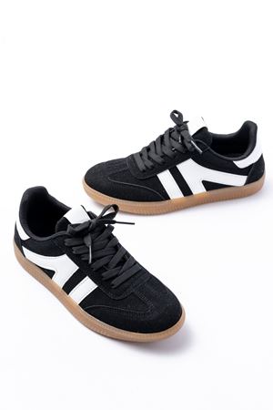 M-1004 Siyah Süet Bağcıklı Termo Taban Günlük Kadın Spor