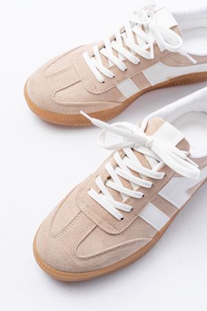 M-1004 Bej Süet Bağcıklı Termo Taban Günlük Kadın Spor