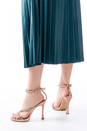 A-20 Rose Taşlı Vivet Platformlu Topuklu Kadın Ayakkabı 