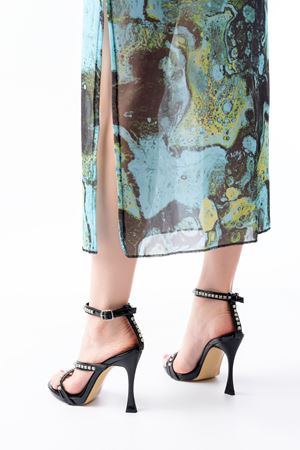 A-20 Siyah Taşlı Vivet Platformlu Topuklu Kadın Ayakkabı