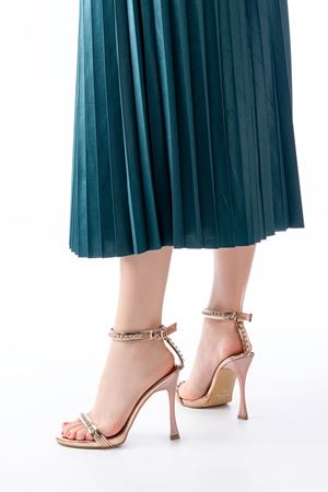  A-30 Rose Taş Aksesuarlı Platformlu Topuklu Kadın Terlik 