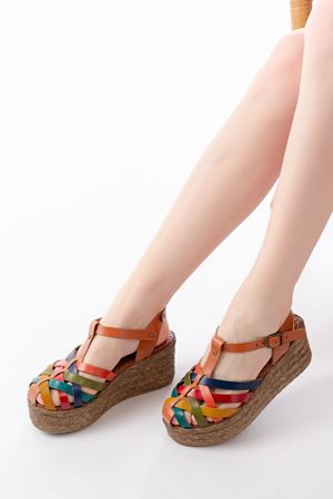 684-02 Taba Multi Ortopedik Hakiki Deri Dolgu Kadın Sandalet 