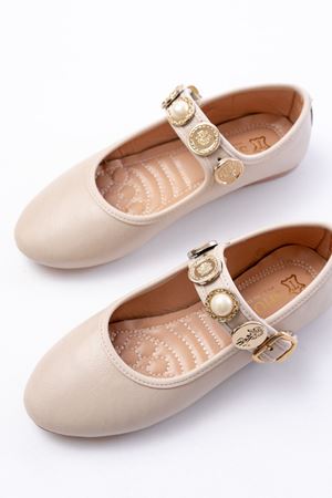 İNF-6363 Bej Baret Tokalı Günlük Bayan Ayakkabı 