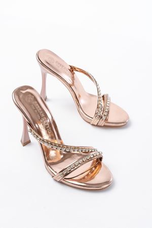  A-60 Kadın Rose Taşlı Platformlu Topuklu Terlik  