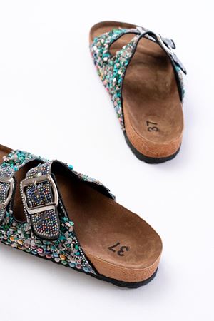 DN-07 Siyah Günlük  Taş Aksesuarlı Kadın Terlik   