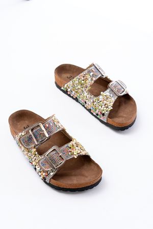 DN-07 Vizon Günlük  Taş Aksesuarlı Kadın Terlik   