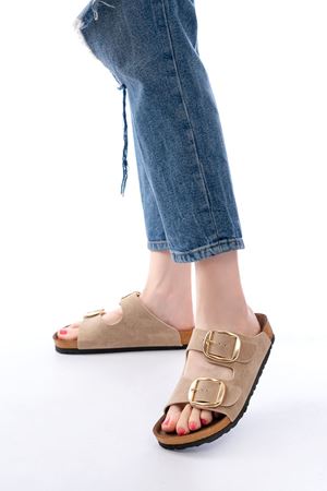 P-101 Bej Günlük  Kadın Terlik  