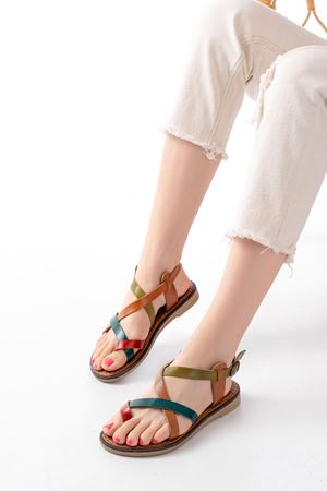 205-08 Multi Ortopedik Hakiki Deri Kadın Sandalet  