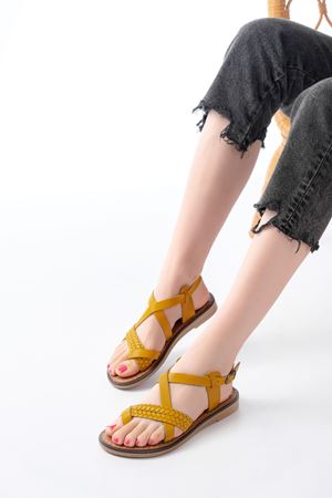 205-09 Mustard Orthopedic Genuine Leather Women's Sandals