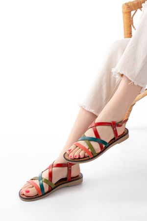 205-017 Multi Orthopedic Genuine Leather Women's Sandals