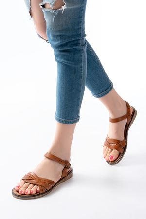 205-037 Taba Hakiki Deri Ortopedik Taban Kadın Sandalet