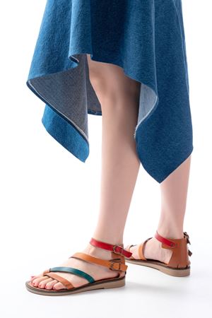 205-039 Taba Multi Bilekten Bağlamalı Parmak Arası Kadın Sandalet