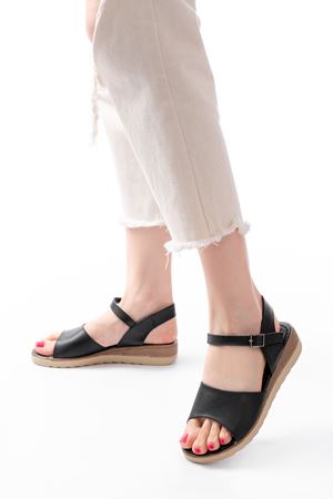 692-500 Black Orthopedic Sole Buckle Women's Sandals