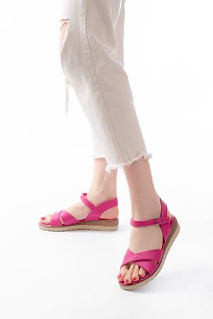 692-564 Fuchsia Orthopedic Sole Cross Buckle Women's Sandals