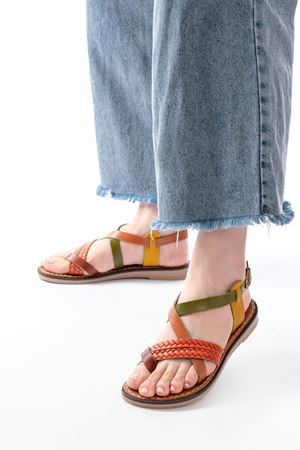 205-09 Multi Ortopedik Hakiki Deri Kadın Sandalet 