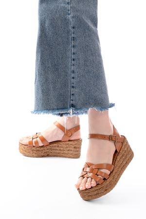 684-030 Taba Ortopedik Hakiki Deri Dolgu Kadın Sandalet