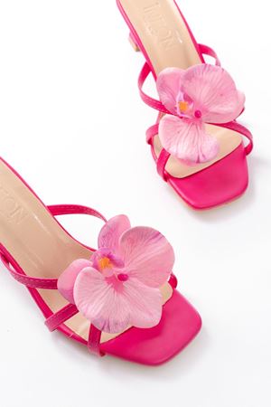 S-622 Fuşya Orkide Detaylı İnce Topuklu Kadın Terlik 