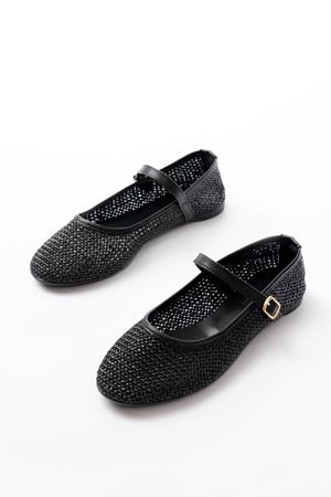 7432 Siyah Fileli Toka Detaylı Günlük Kadın Babet  