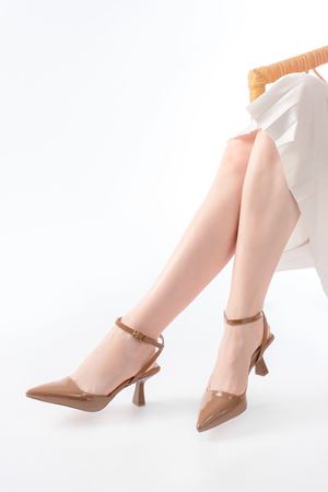 ST-004 Vizon Rugan Günlük 7 cm Topuklu Bayan Ayakkabı 
