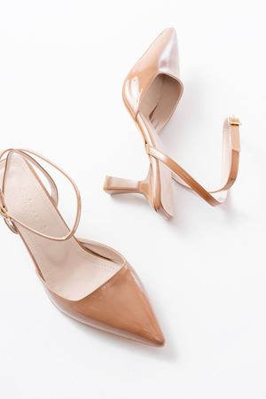 ST-004 Vizon Rugan Günlük 7 cm Topuklu Bayan Ayakkabı 