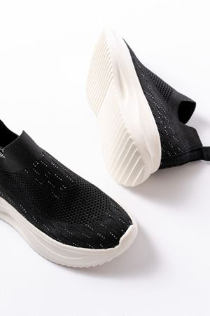 DM-707  Siyah Fileli Beyaz Faillant Taban Taş Aksesuarlı Günlük Spor Ayakkab