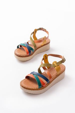 730-153 Multi Ortopedik Hakiki Deri Dolgu Kadın Sandalet 