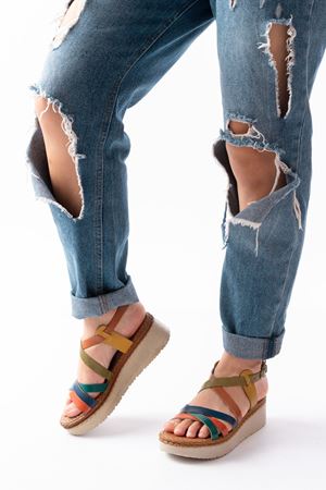 730-153 Multi Ortopedik Hakiki Deri Dolgu Kadın Sandalet 