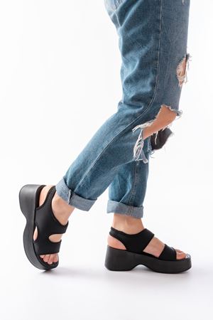24414-573 Black Diver Casual Padding Heel Women Sandals