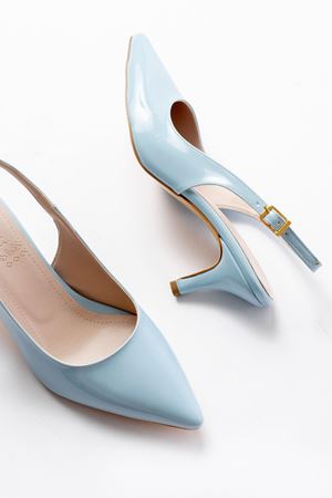 ST-1152 Bebe Mavi Rugan Günlük 7 cm Topuklu Kadın Ayakkabı