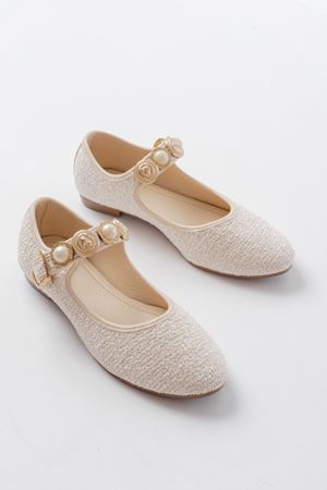İNF-6363 Bej Havlu Desenli Baret Tokalı Günlük Bayan Ayakkabı 