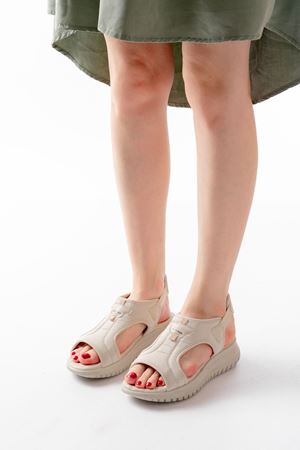 T-221 Beige Spring Parachute Fabric Elasticated Orthopedic Women's Sandals