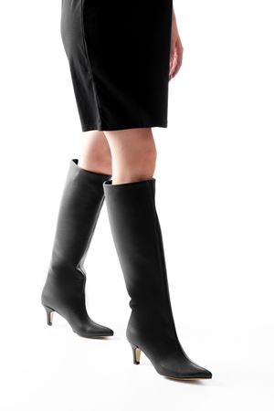 SYT-2025 Siyah Cilt  Günlük Kadın Çizme 