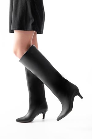 SYT-2025 Siyah Cilt  Günlük Kadın Çizme 