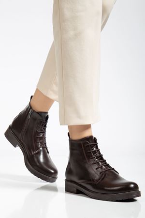 165-225 Kahve Yanki Bağcıklı Fermuarlı Günlük Kadın Bot  