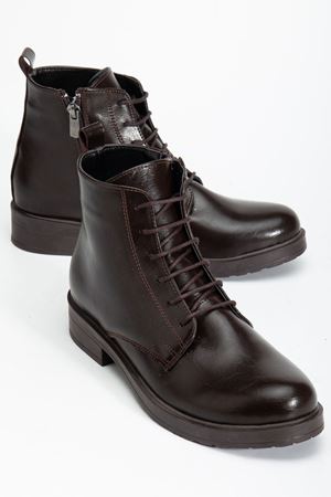 165-225 Kahve Yanki Bağcıklı Fermuarlı Günlük Kadın Bot  