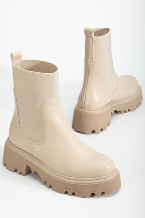 K-815 Bej Lastikli Yüksek Tabanlı Günlük Kadın Bot 