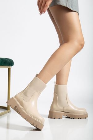 K-815 Bej Lastikli Yüksek Tabanlı Günlük Kadın Bot 