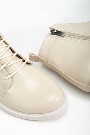 165-225 Bej Yanki Bağcıklı Fermuarlı Günlük Kadın Bot