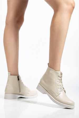 165-225 Bej Yanki Bağcıklı Fermuarlı Günlük Kadın Bot