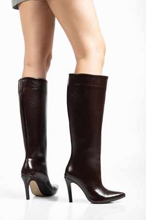 SYT-2004 Kahve Kırışık Rugan Günlük Bayan Çizme