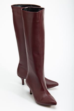 SYT-2025 Bordo Cilt  Günlük Kadın Çizme