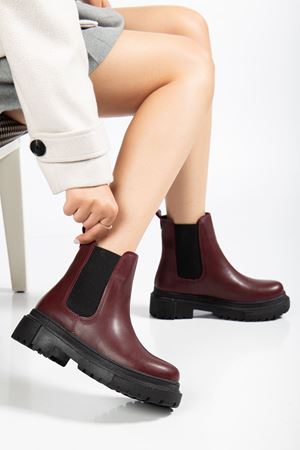 812-2137 Bordo Lastikli Günlük Kadın Bot