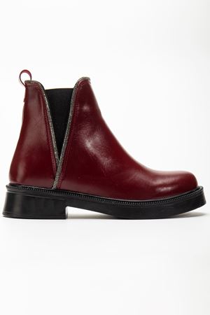 02-02 Bordo Kırışık Rugan Taş Aksesuarlı Lastikli Günlük Kadın Bot 