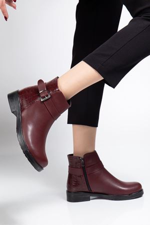 165-204/1 Black Croco Buckle Accessory Zippered Casual Women's Boots