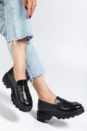 746-759 Black Casual High Sole Loafer Shoes